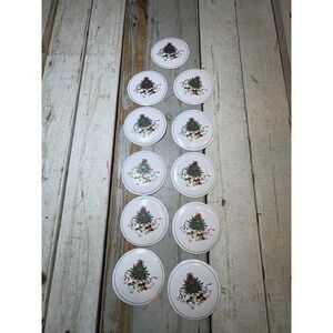 Vintage Christmas Tree Coaster Set Holiday Drink Coasters Geese Ducks Lot (11)